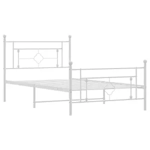 Berkfield Metal Bed Frame without Mattress with Footboard White 107x203cm