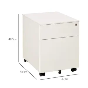 Billups 39cm Wide 2 -Drawer Mobile Steel File Cabinet White