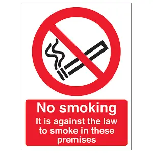 NO SMOKING IN THESE PREMISES Prohibited Sign - Self Adhesive 150x200mm