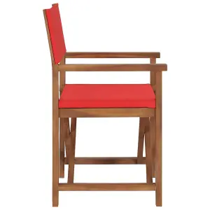 Berkfield Director's Chair Solid Teak Wood Red