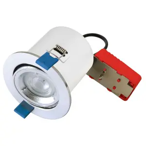 First Choice Lighting Set of 20 Fire Rated Downlights Polished Chrome Tilt Fire Rated Recessed Downlight