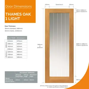 Thames Oak 1 Light Internal Door - Finished