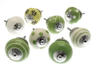 MangoTreeKnobs - Ceramic Cupboard Knobs Apple Orchard Green (Set of 8)