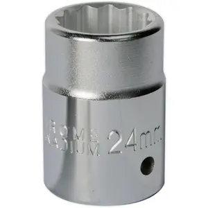 Premium 24mm Forged Steel Drive Socket - 3/4 Inch Chrome Vanadium Tool