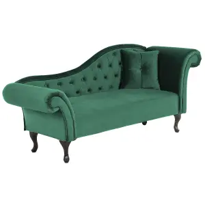 Right Hand Chaise Lounge Velvet Dark Green LATTES