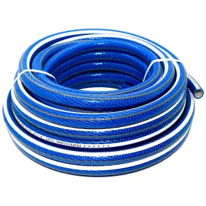 Garden Hose Pipe, 20 m / 65 ft Long, Premium Non-Kinking Reinforced 6 Layer Non-Toxic 1/2" Watering Irrigation Hosepipe (Blue)