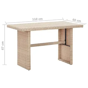 Berkfield Garden Table Beige 110x60x67 cm Poly Rattan