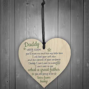 Red Ocean Handmade Wooden Heart From Bump Gifts Dad Daddy To Be Father Baby Son Daughter Card