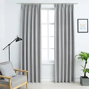 vidaXL Blackout Curtains with Hooks 2 pcs Grey 140x245 cm