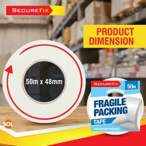 SOL 24pk Bulk Fragile Tape 50m Packing Solution, Strong Heavy Duty Fragile Tape for Packing Boxes Sticky Parcel Tape