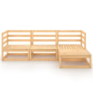 4 Piece Garden Lounge Set Solid Wood Pine