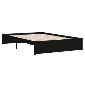 Berkfield Bed Frame Black Solid Wood 120x190 cm Small Double