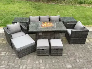 Sloane Wicker PE Rattan Garden Furniture Set With Fire Pit