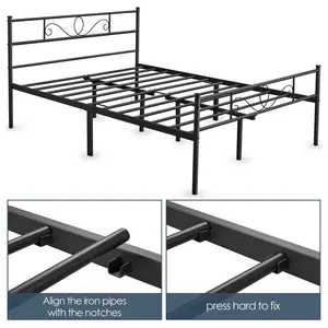 Metal Bed Frame with Headboard/Under-Bed Storage Pink / Double (4'6)