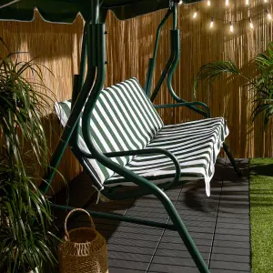 3 Seater Swing Bench Garden Furniture Set Outdoor Canopy Patio Sofa, Green