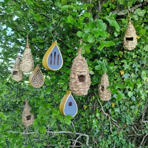 Hanging Bird Nest Box, Insect Hotel & Butterfly House & Wild Bird Roosting Habitat Pack