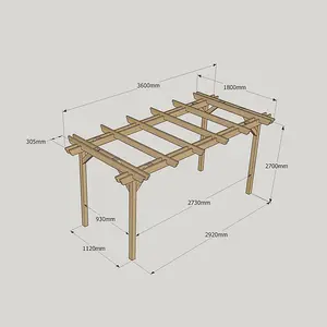 Double Garden Pergola - Wood - L180 x W360 x H270 cm - Rustic Brown