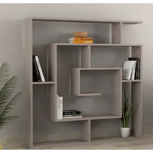 Labirent Bookcase | Modern Maze-Design Freestanding Unit with 5 Shelves Light Moca