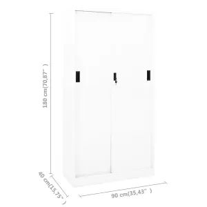 Berkfield Office Cabinet with Sliding Door White 90x40x180 cm Steel