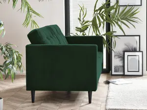 Furniturebox Jenna 3 Seater Emerald Green Velvet Sofa With Solid Wood Frame