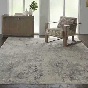 Grey Beige Luxurious Modern Easy to Clean Abstract Rug For Dining Room Bedroom And Living Room-66cm X 230cm