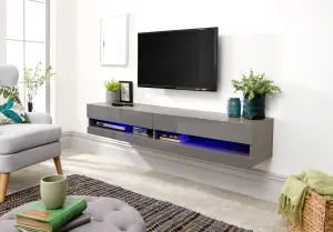 GFW Galicia 150cm Wall TV Unit with LED Grey