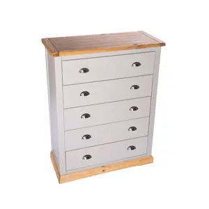 Bomporto 5 Drawer Chest of Drawers Chrome Cup Handle