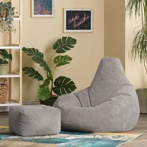 icon Dalton Corduroy Recliner Bean Bag Chair & Footstool Grey