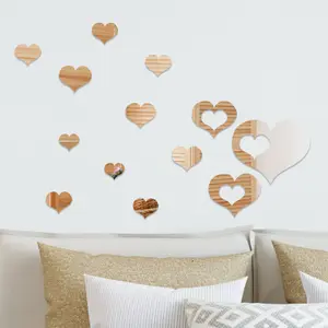 Walplus Crystal Romantic Hearts Mirror Sticker