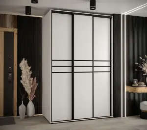 Bright White Sliding Wardrobe W150cmH205cmD60cm - Streamlined Storage for Modern Bedrooms