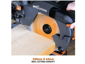 Evolution 048-0001A R210SMS+ Pro Multi-Material Sliding Mitre Saw 210mm 1500W 240V EVLR210SMS