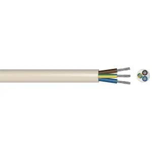 Time White Heat resistant 3-core Flexible Cable 1.5mm² x 5m