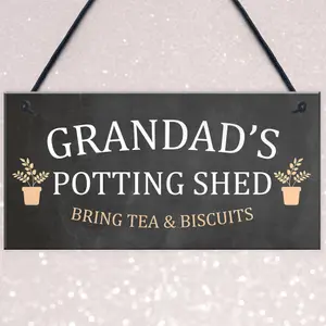 Grandads Potting Shed Sign Hanging Plaque Shed Garden Sign Grandad Gift For Him