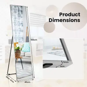 Costway Full Length Mirror Rectangular Dressing Mirror Floor-standing or Wall-mounted