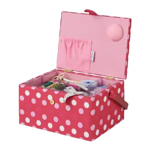 Medium Sewing Basket Red Spot 18.5 x 26 x 15cm - Sewing Online GA1126M