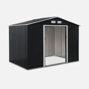 (9 X 6FT) 5.39m² Metal garden shed FERRAIN - grey and white - Tool shed with single latch door ground fixing kit supplied