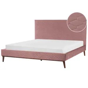 Velvet EU Super King Size Bed Pink BAYONNE