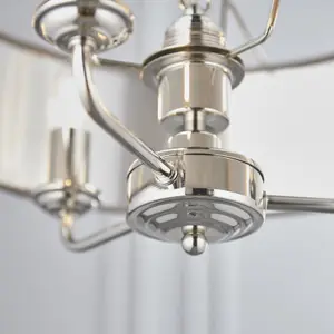 Ceiling Pendant Light - Bright Nickel & Charcoal Fabric - 3 x 40W E14 - e10231