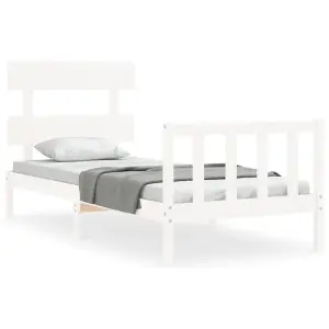 Berkfield Bed Frame with Headboard White 90x200 cm Solid Wood