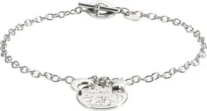 Moon & Back Sterling Silver 'I Love You' T- Bar Bracelet