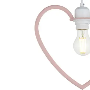 First Choice Lighting Set of 2 Pink Heart Shaped Easy Fit Pendant Shades