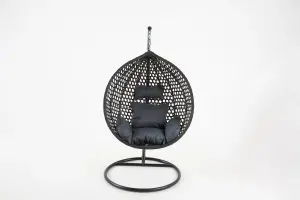 Black Onyx hanging egg chair with rain cover