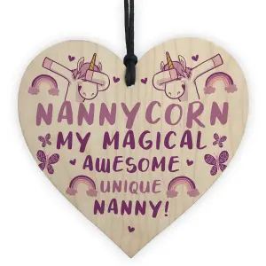 Funny Nanny Gift For Birthday Christmas Unicorn Gift From Grandchildren Wood Heart