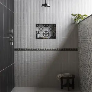 Chikago Black & white Natural stone Border tile, (L)265mm (W)100mm