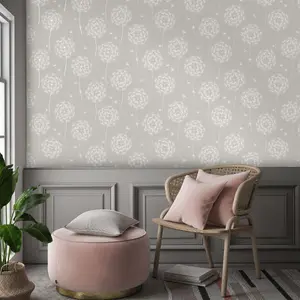 Holden Décor Opus Allora Grey Dandelion Embossed Wallpaper