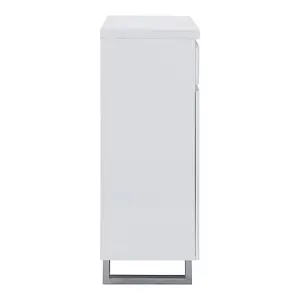 Sydney High Gloss Shoe Cabinet With 2 Door 1 Drawer In White