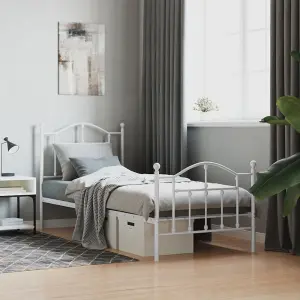 Berkfield Metal Bed Frame with Headboard and Footboard White 90x200 cm