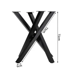 Black Criss Cross Metal Table Legs for DIY Coffee Table Dining Table