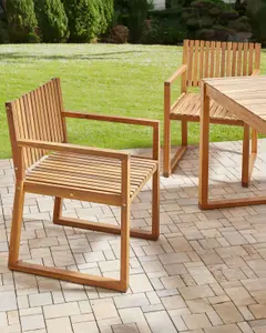 Set of 2 Garden Chairs SASSARI II Certified Acacia Wood Light Wood