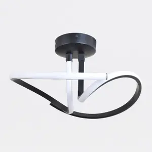 First Choice Lighting Matt Black LED Swirl Ceiling Light